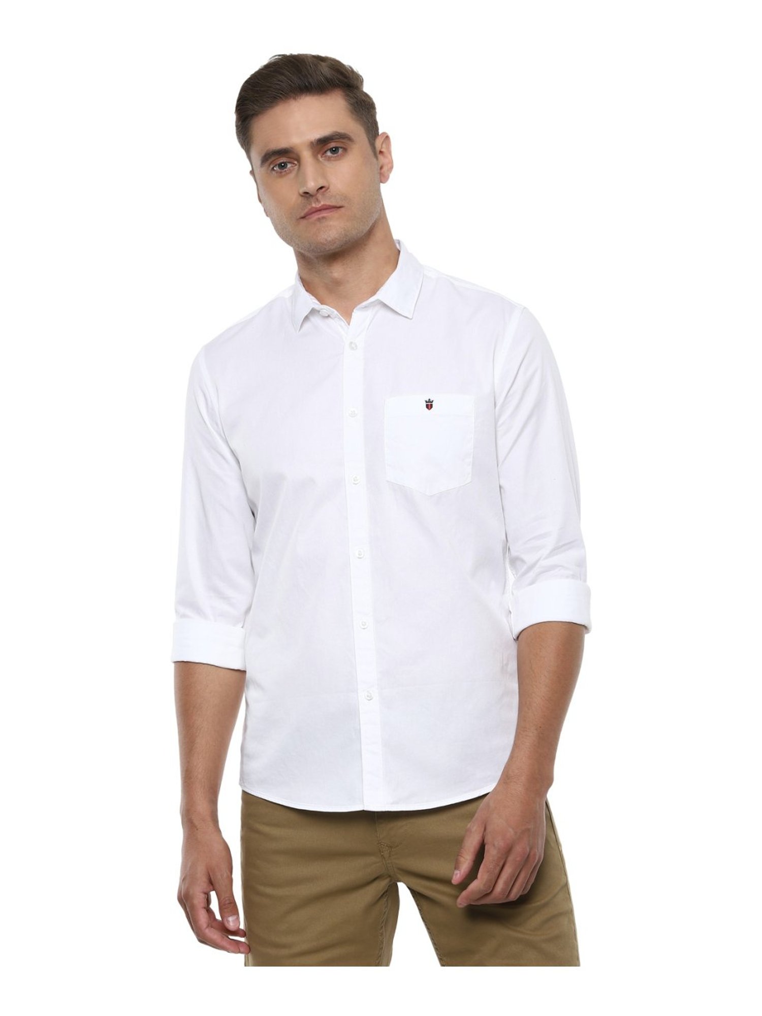 Louis Philippe Jeans White Cotton Slim Fit Shirt