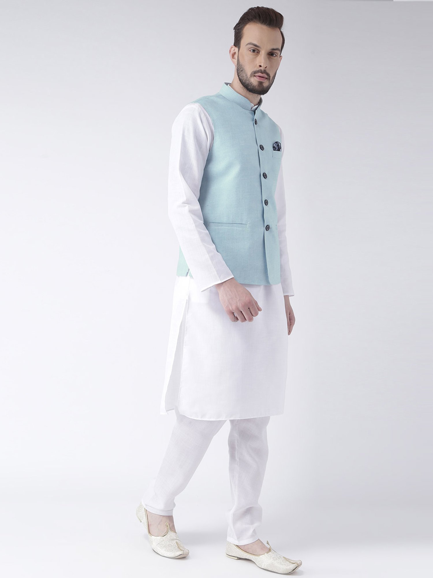 Vastramay White Cotton Straight Fit Embroidery Ethnic Suits