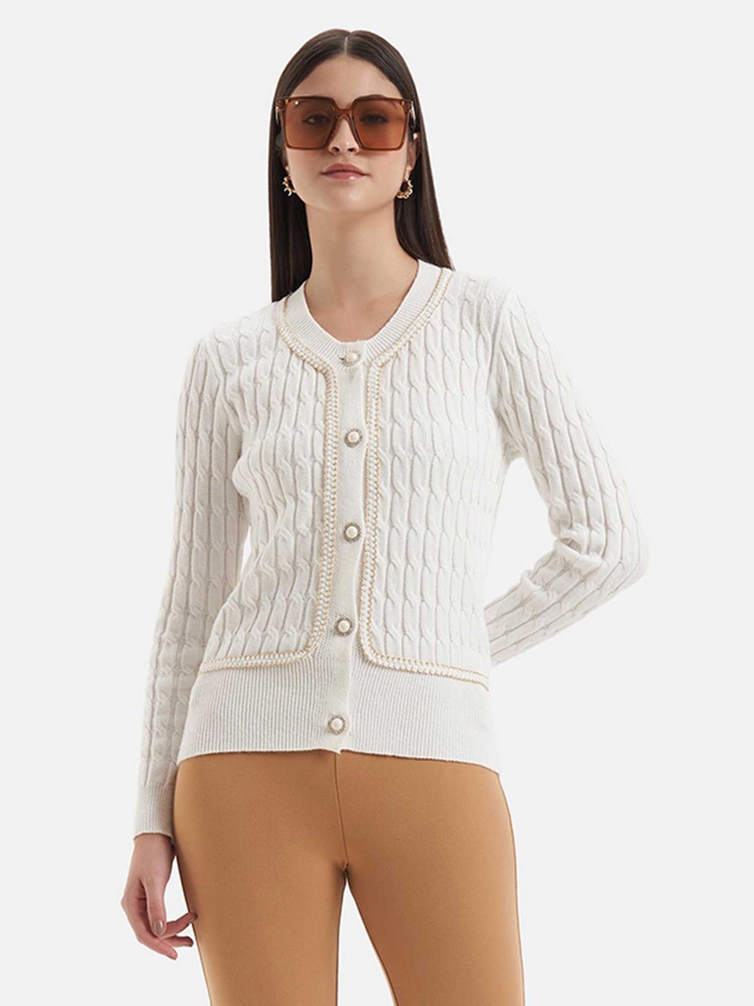Kazo White Wool Cardigan