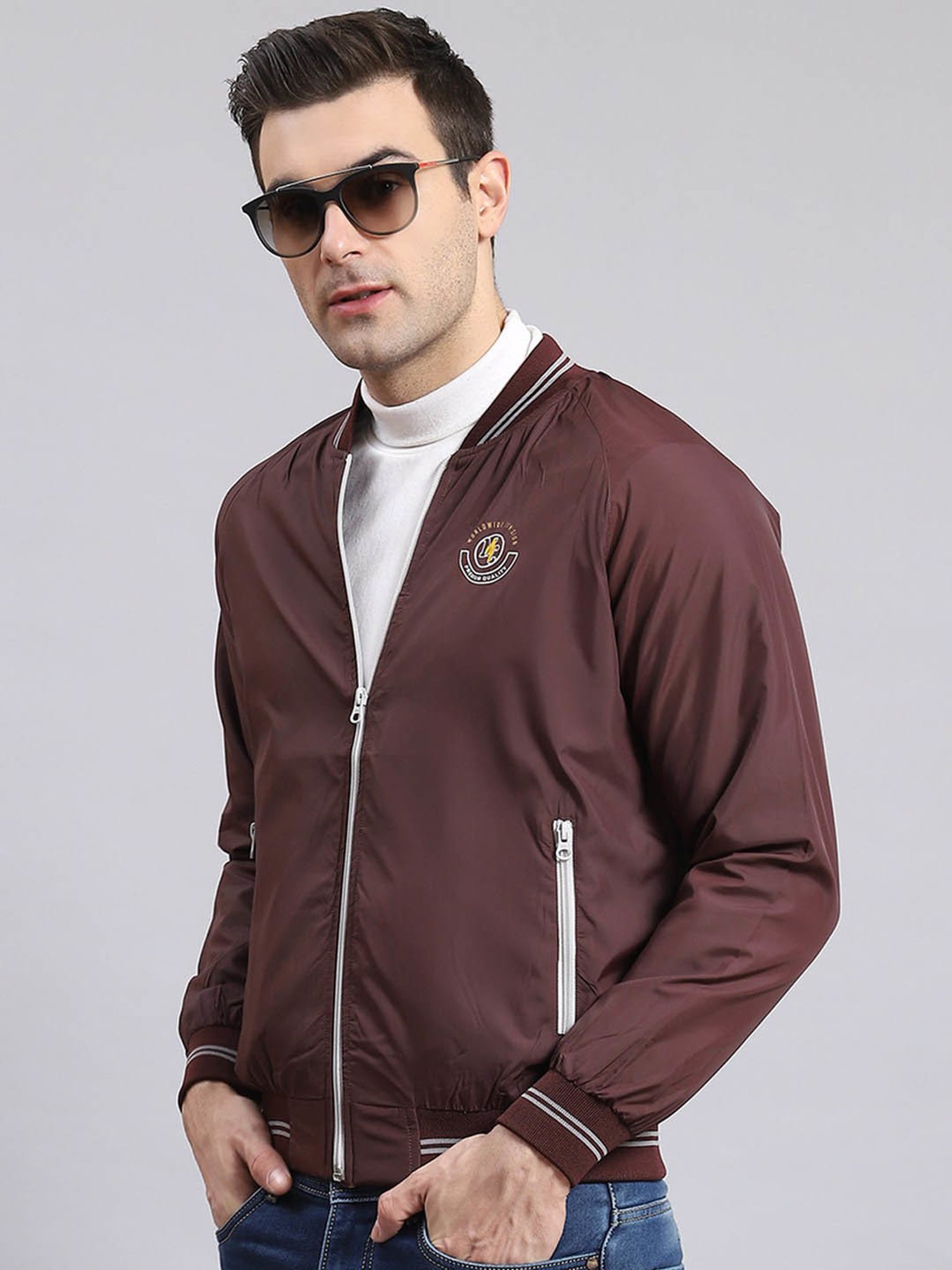 Hummel Grey Regular Fit Bomber Jacket