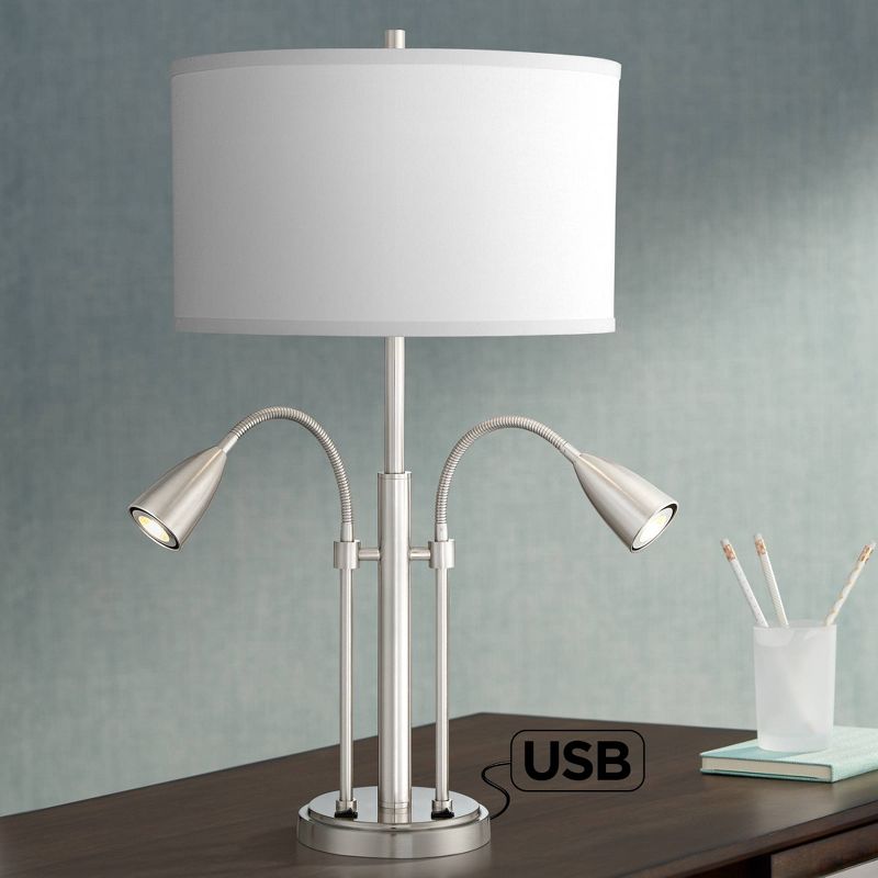 18" 2-Light Luna Clamp Arm Table Lamp with Mushroom Shade Matte Black - Globe Electric