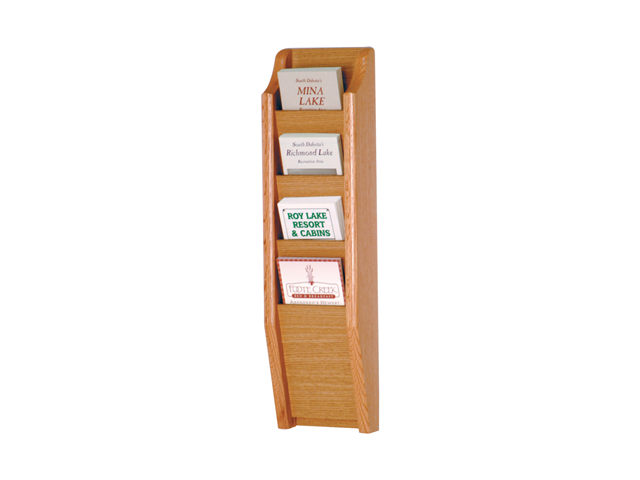 Wooden Mallet Cascade 4 Pocket Brochure Holder Display Rack Books Magazine Floor Display Rack stand Light Oak