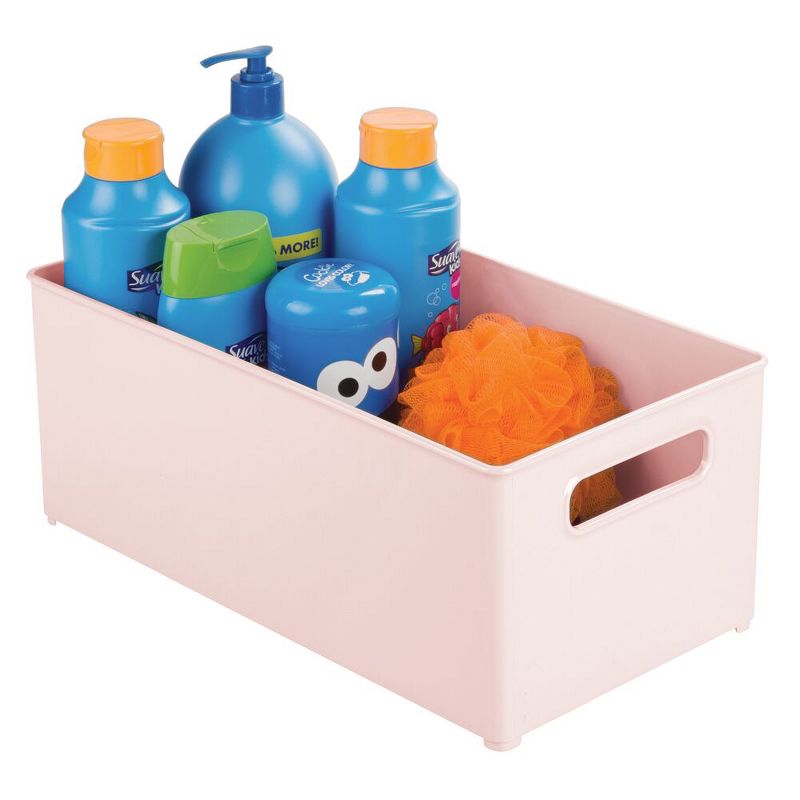 mDesign Plastic Storage Organizer Bin for Kids Supplies, 14.5" L, 2 Pack - Pink