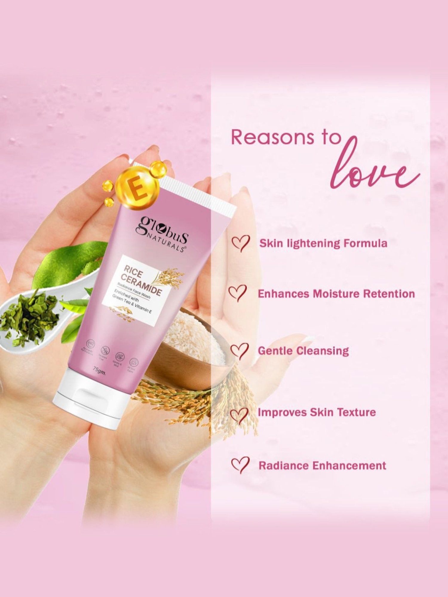 Globus Naturals Rice Ceramide Radiance Face Wash - Pack of 2