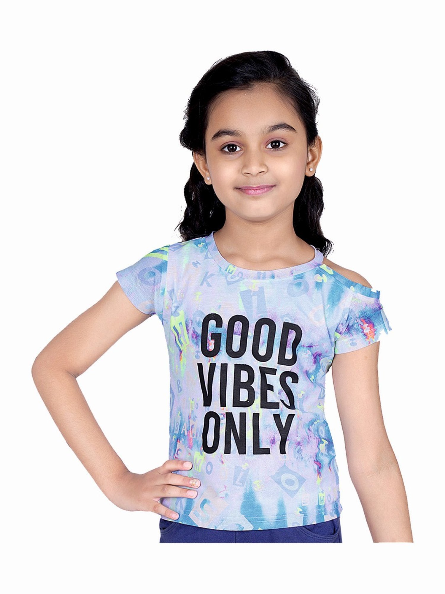 Tiny Girl Kids Blue Printed Top