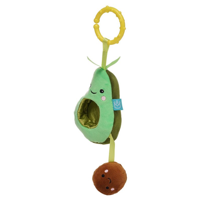 Manhattan Toy Mini-Apple Farm Avocado Baby Travel Toy with Rattle, Chime, Crinkle Fabric & Teether Clip-on Attachment