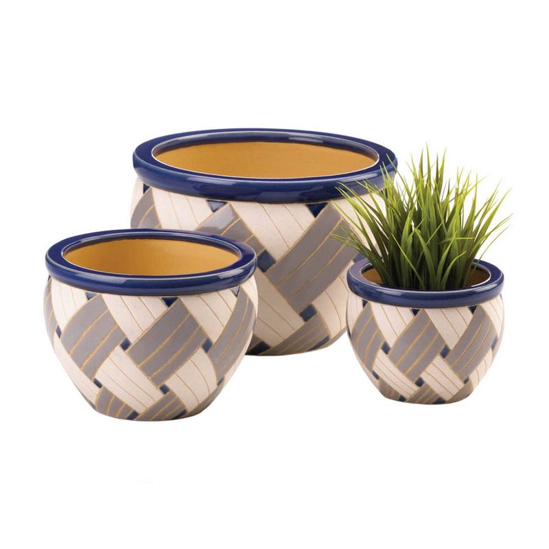 13.2" Indoor/Outdoor Ceramic Planter Trio Geo Print - Zings & Thingz