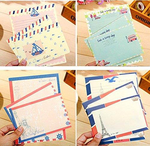 32 Pcs Assorted Color Cute Special Design Writing Paper Letter & 16 Pcs Envelope Writing Stationery Paper Set