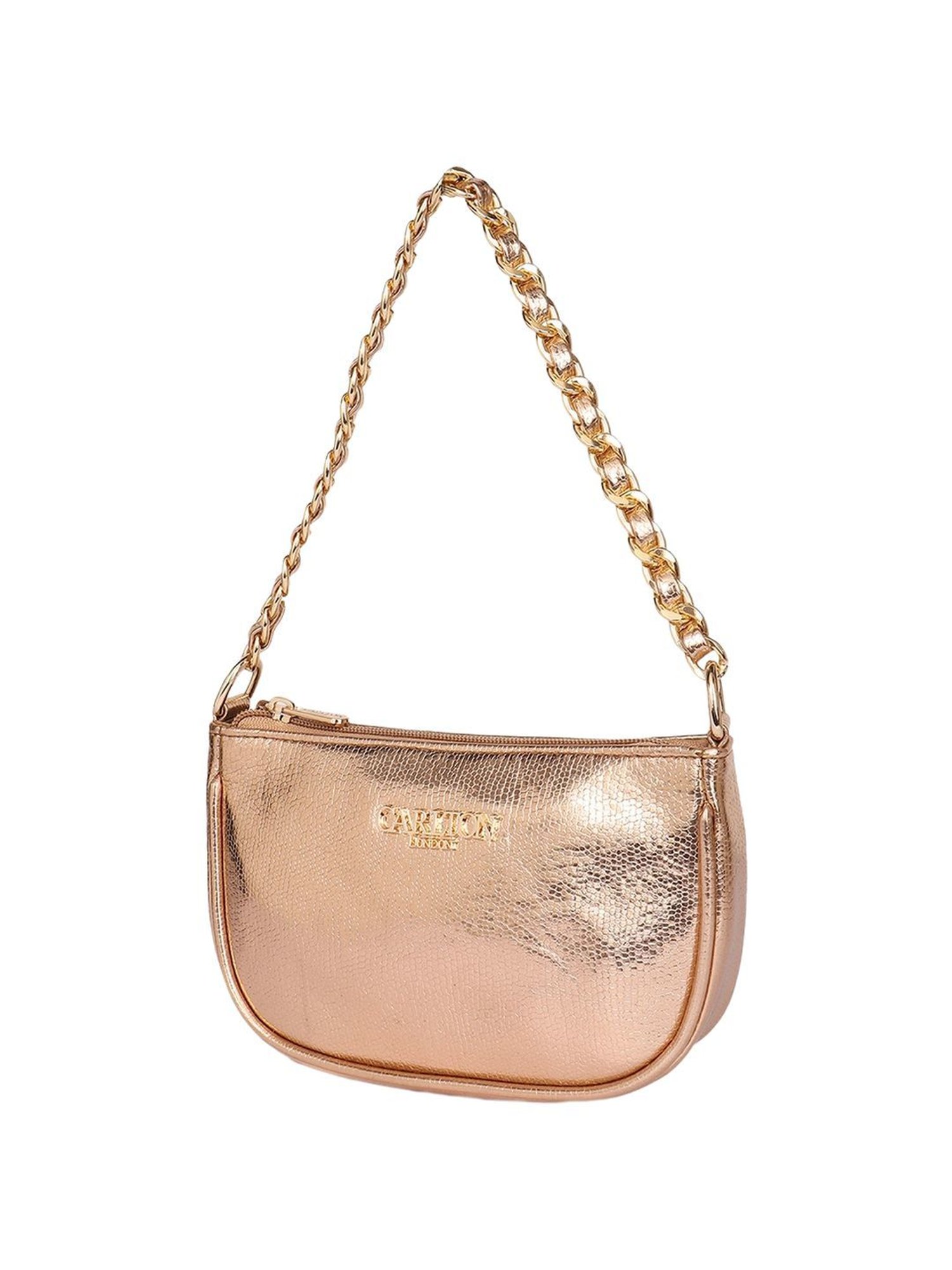 Carlton London Rose Gold Textured Medium Sling Handbag