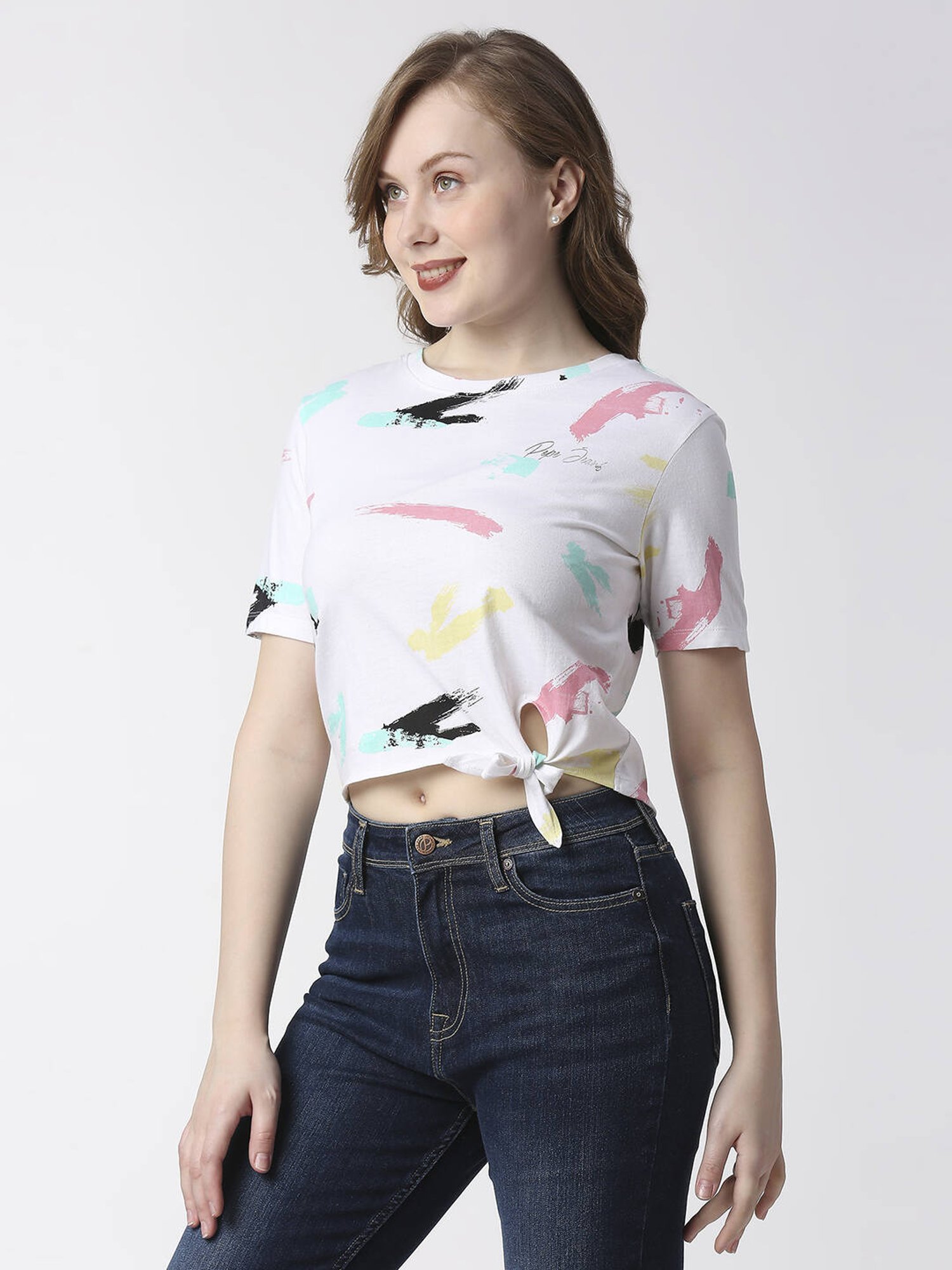 Pepe Jeans White Cotton Printed T-Shirt