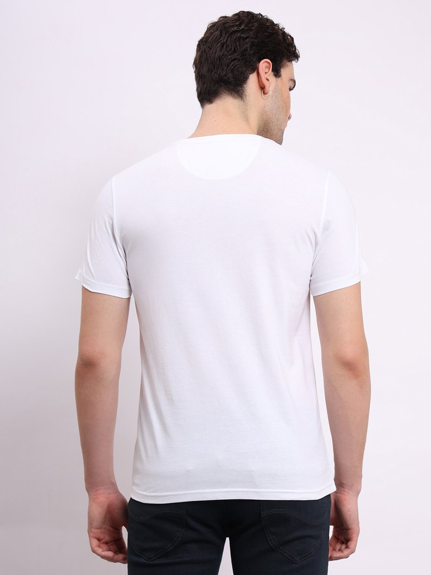 Lee White Slim Fit Graphic Print Cotton Crew T-Shirt