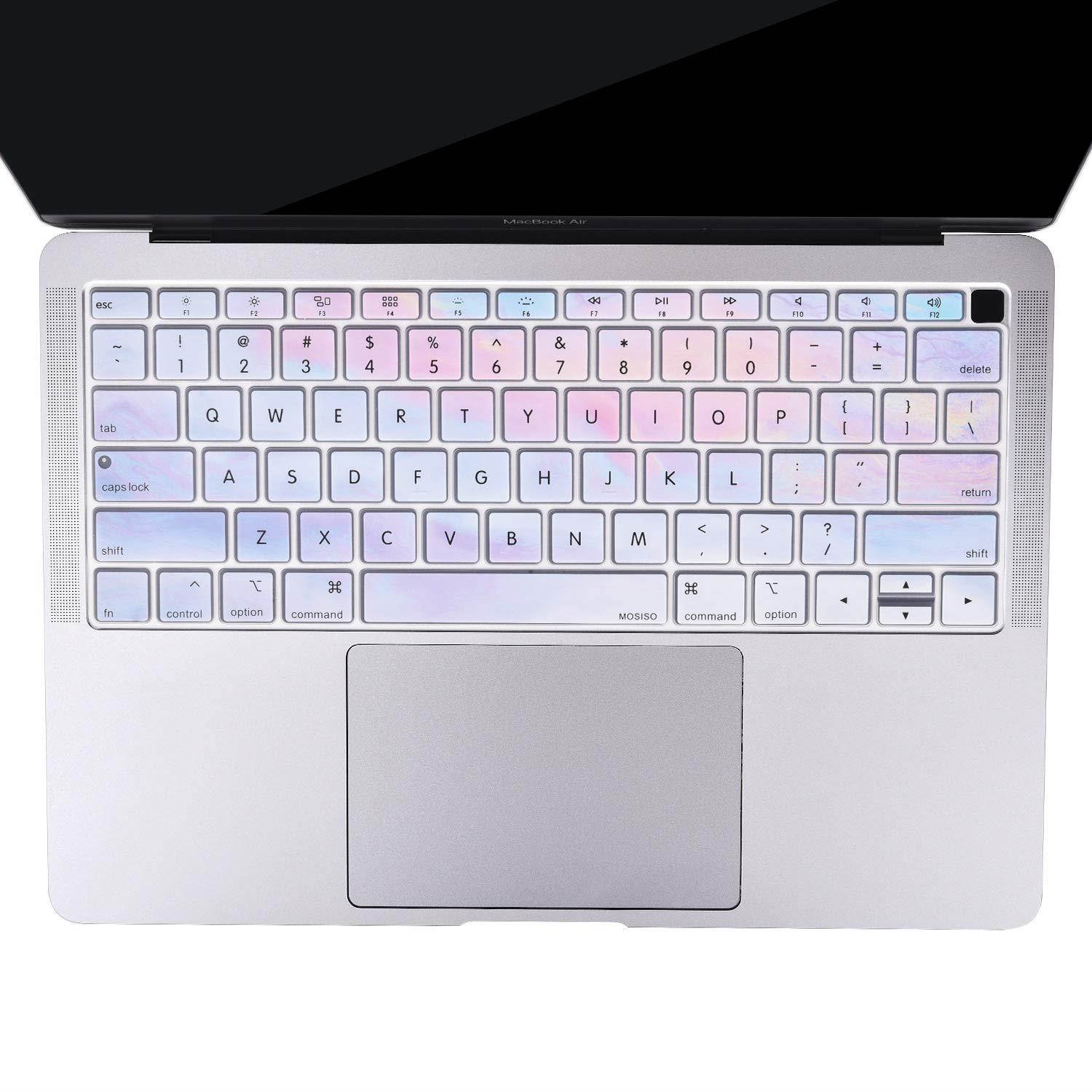 MOSISO Keyboard Cover Compatible Newest MacBook Air 13 Inch 2018 Release A1932 with Retina Display & Touch ID, Waterproof Dust-Proof Protective Silicone Skin, Colorful Clouds