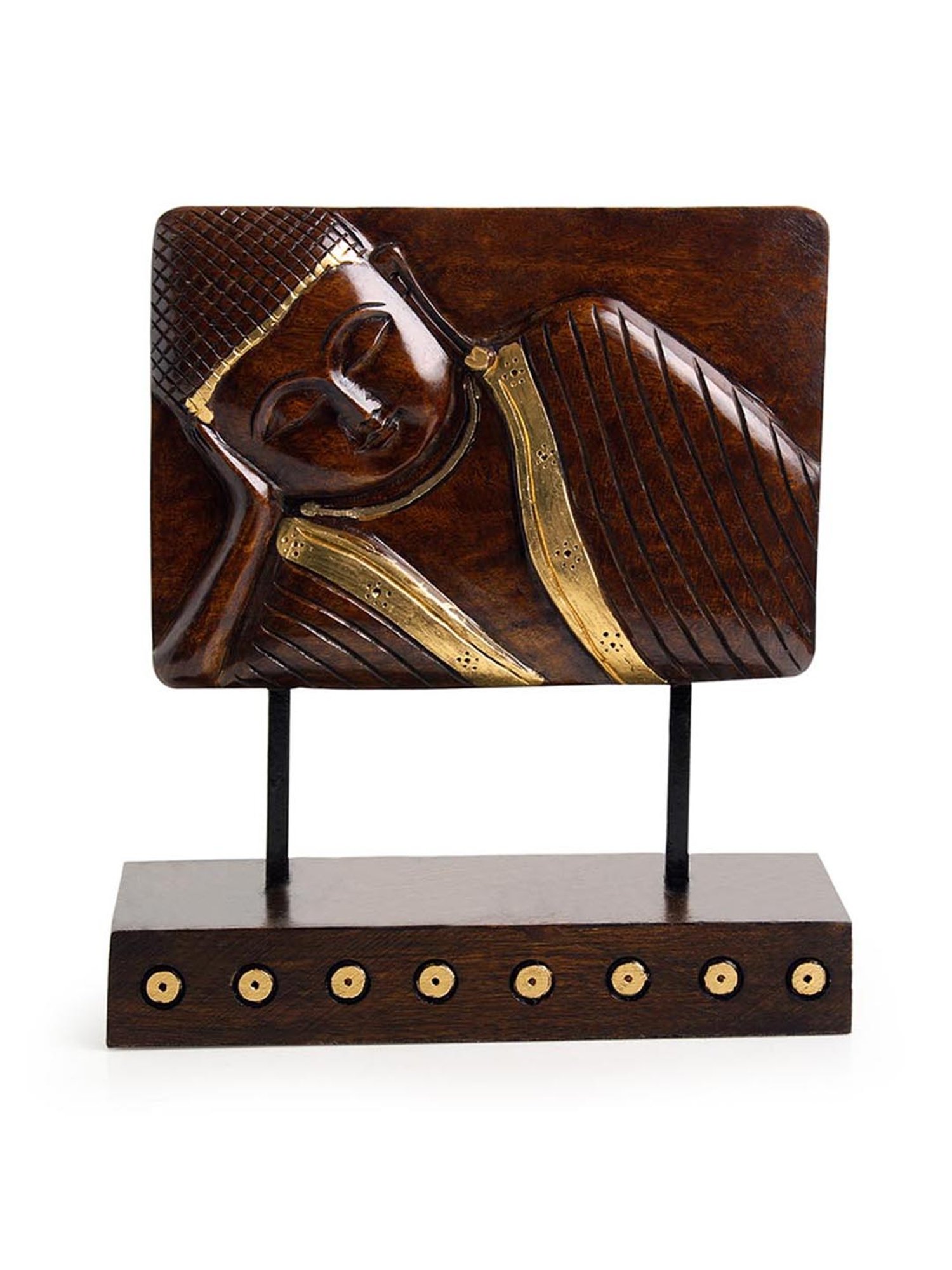 ExclusiveLane 'Resting Buddha' Hand Carved Wooden Sculpture Showpiece (7.6 Inch)