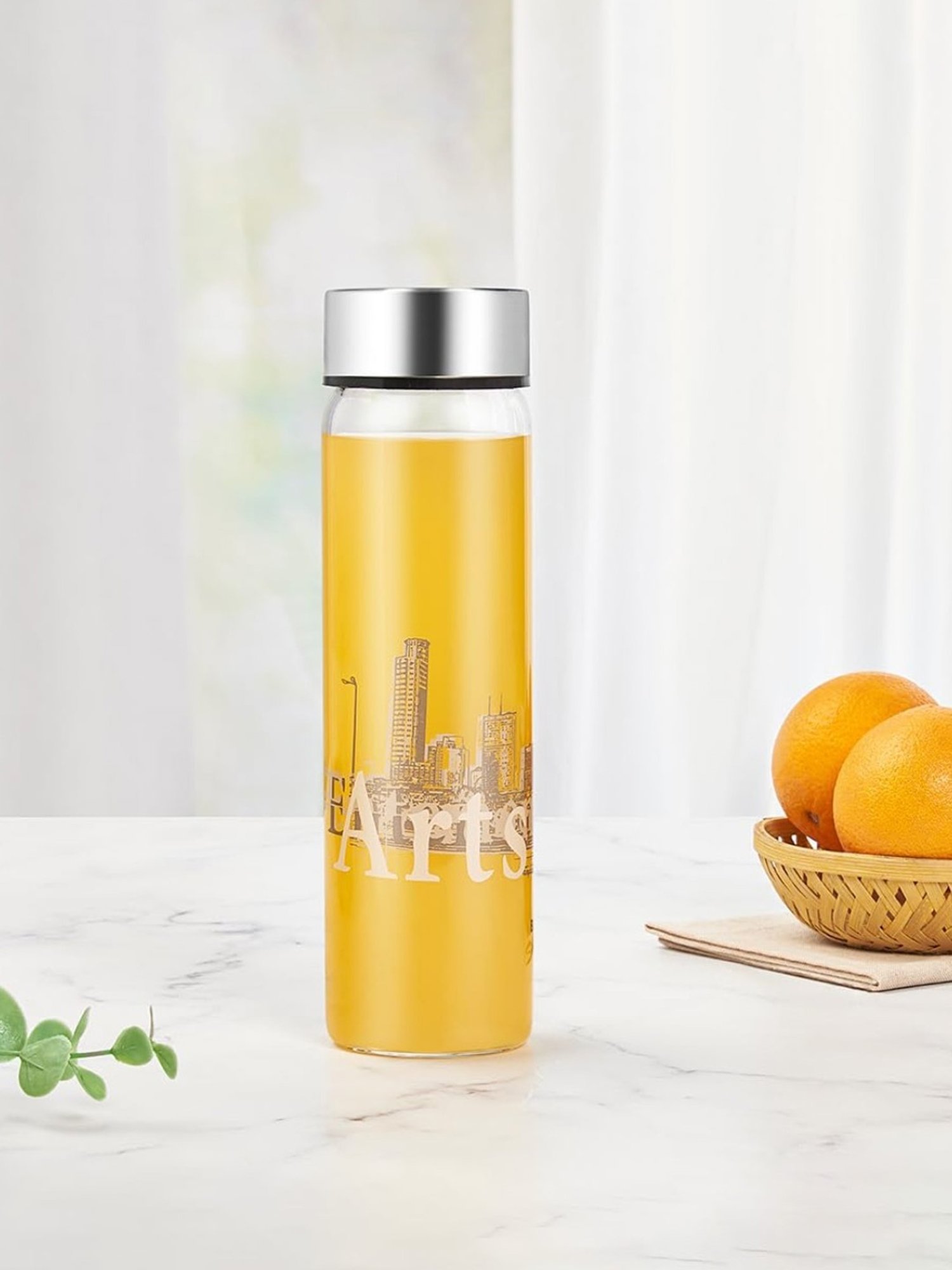 Borosil Water Bottle with Fridge Safe & Leakproof Set of 3 (Transparent, 550 ml)