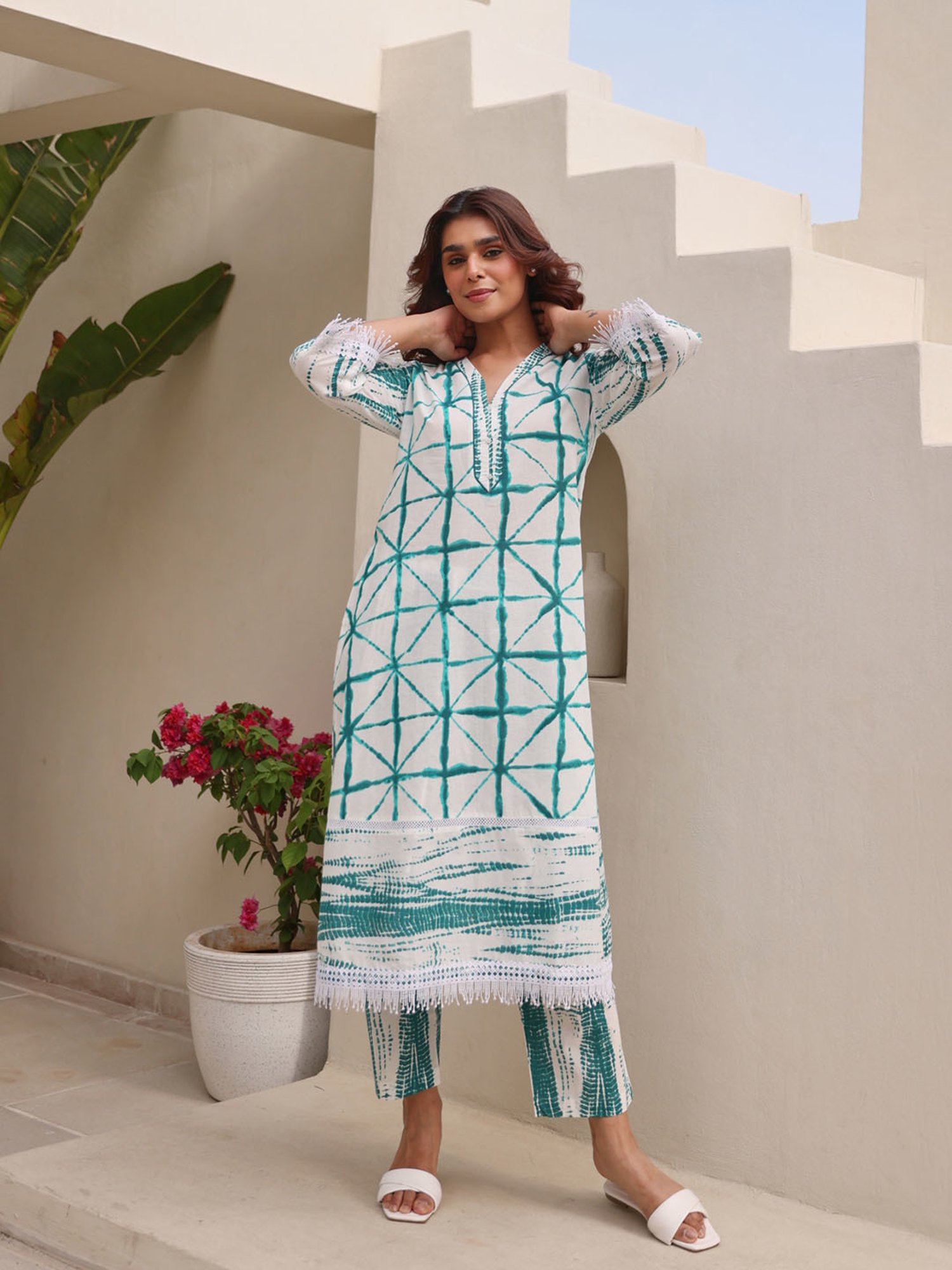 Ekohum Cotton White Kurta With Pants