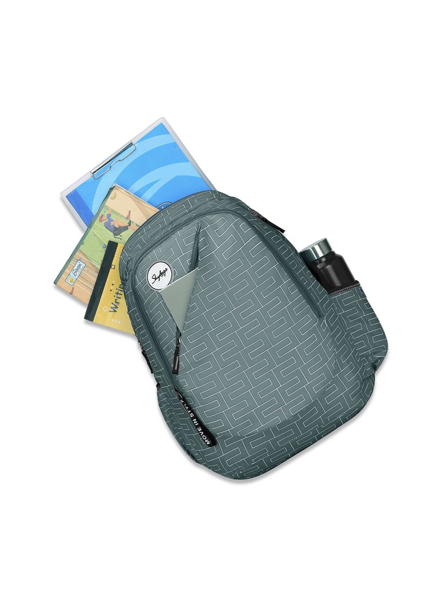 Skybags Tango 03 Grey Polyester Printed Backpack - 28 Ltrs