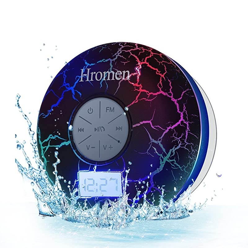 Bluetooth Speaker2nd Gen IPX7 Waterproof Bluetooth Speakers Bathroom Shower Speaker with FM Radiowiereless Cool Cracking Backlit Suction CupOutdoor Speaker Good Gift