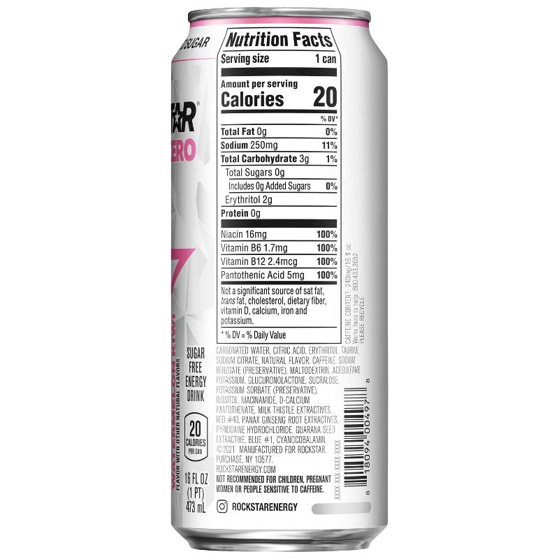 Rockstar Pure Zero Watermelon Kiwi Energy Drink - 16 fl oz Can