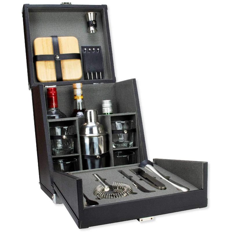 Atterstone ATT-CTK-LRG-2 Premium Portable Bar 17 Piece Barware Travel Bar Set Cocktail Bartending Kit with Handsome Carry Hardcase