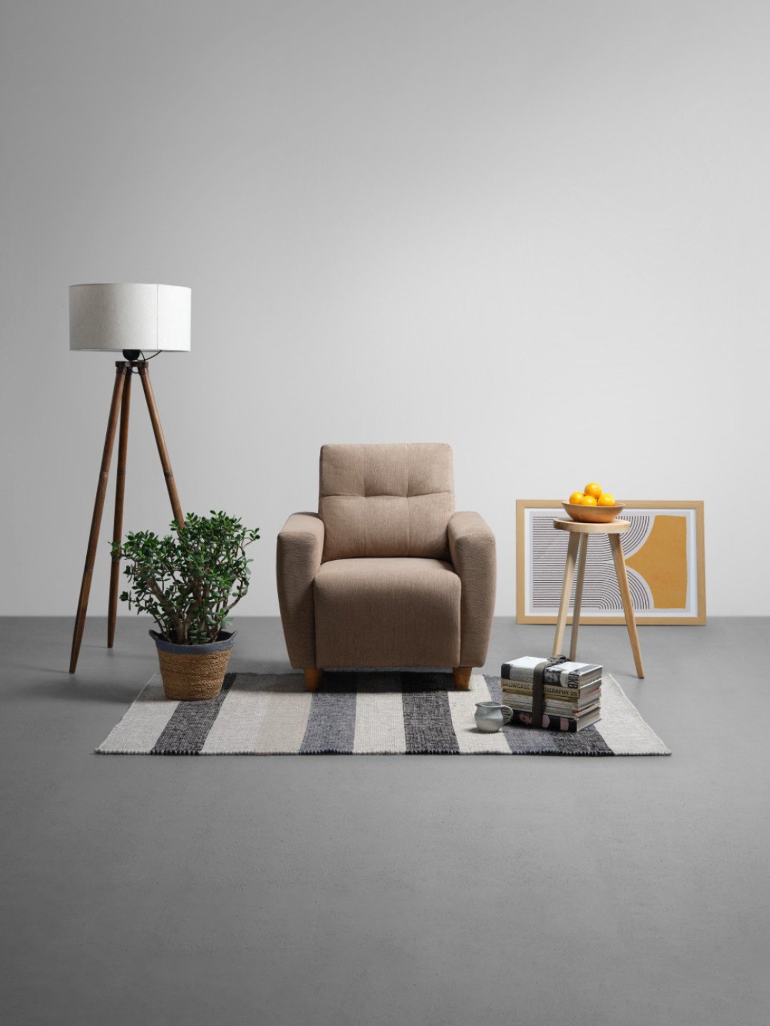 Sleepyhead Yolo Coco Brown Fabric 1 Seater Sofa