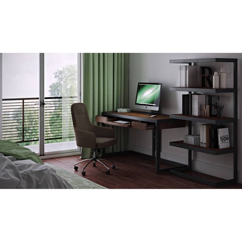 Zane Swivel Office Chair Linen Look Fabric Brown - WyndenHall