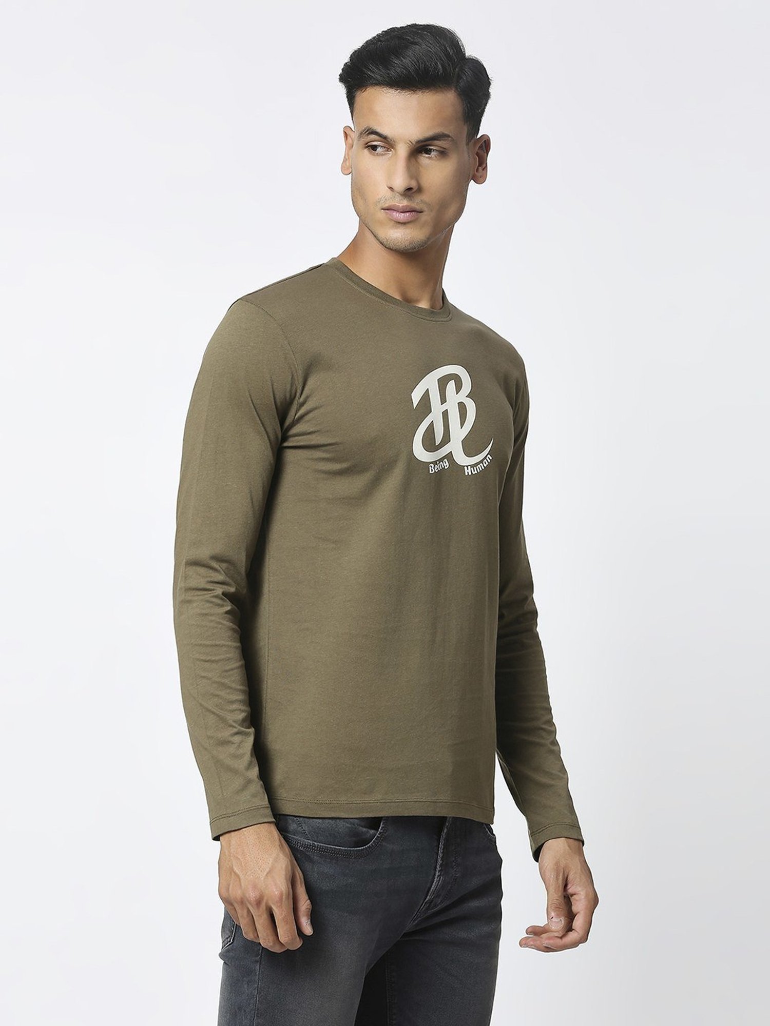 Being Human Green Regular Fit Printed T-Shirt