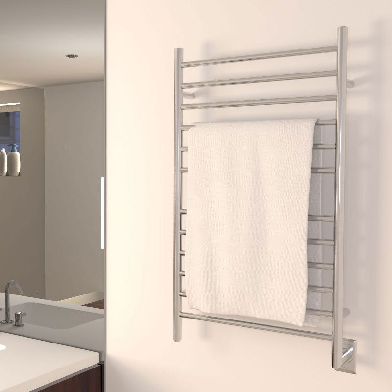 Amba Radiant Hardwired Straight 10 Bar Electric Bathroom Towel Warmer, Polished
