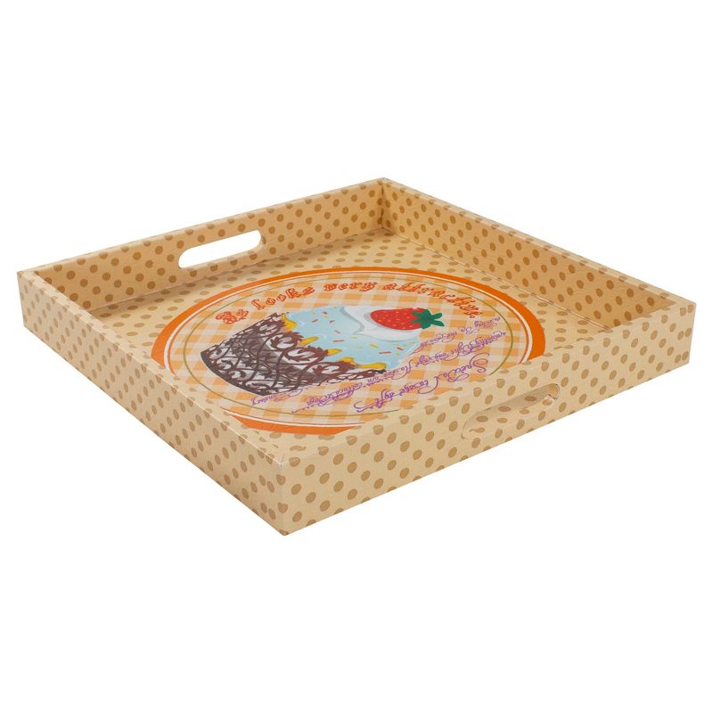 Northlight Set of 3 Cupcake Theme Square Wooden Serving Trays 16 - Green/Brown