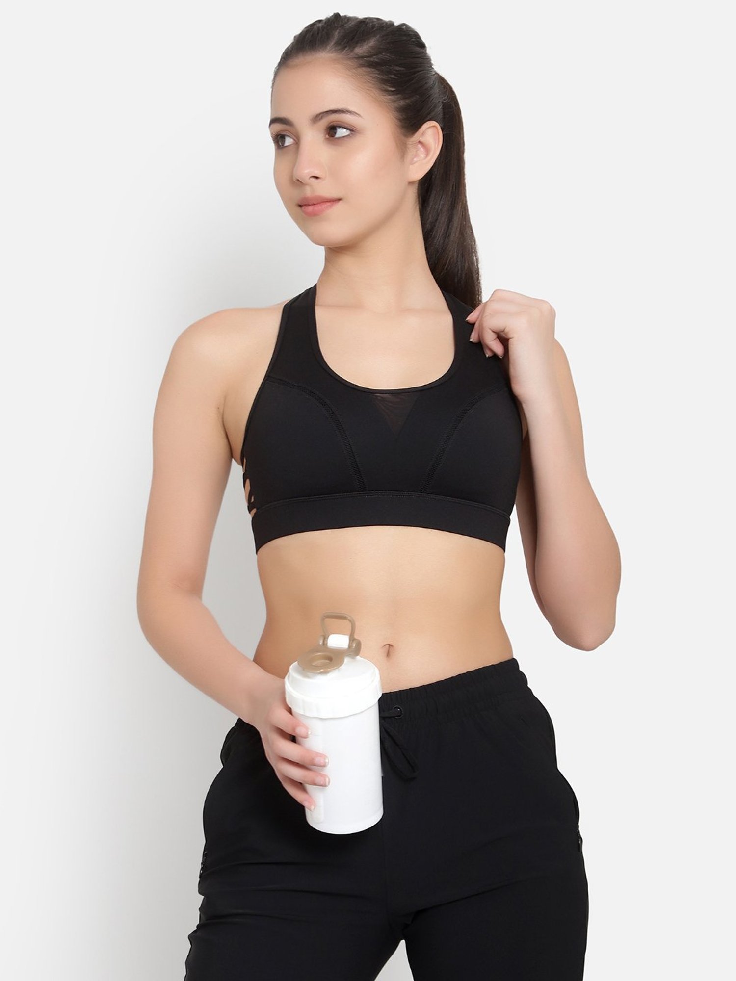 Anta Grey Printed Active Crop Tank Top