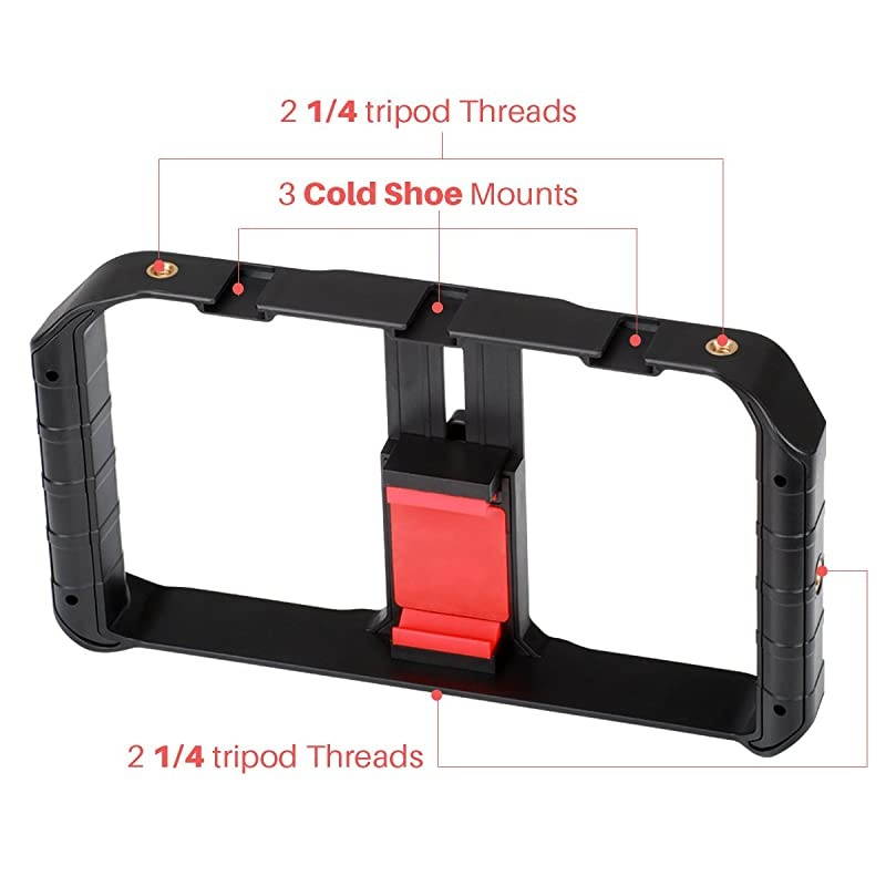 U Rig Pro Smartphone Video Rig Filmmaking Case Phone Video Stabilizer Grip Tripod Mount for Videomaker FilmMaker Videographer for iPhone Xs XS Max XR iPhone X 8 Plus Samsung