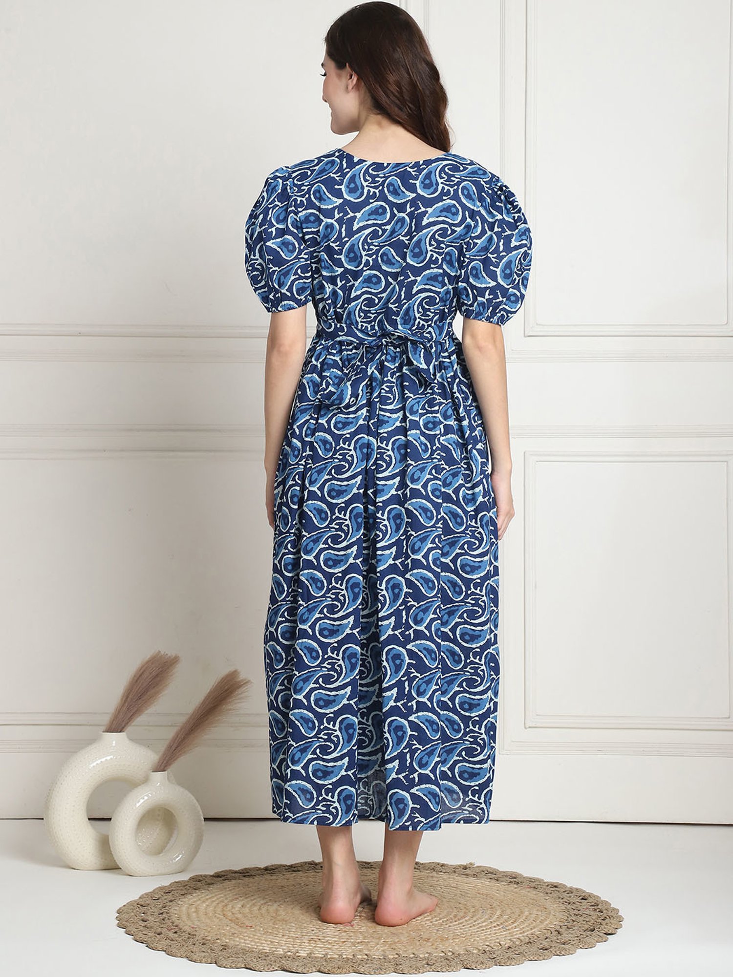 Secret Wish Navy Printed Maternity Night Dress