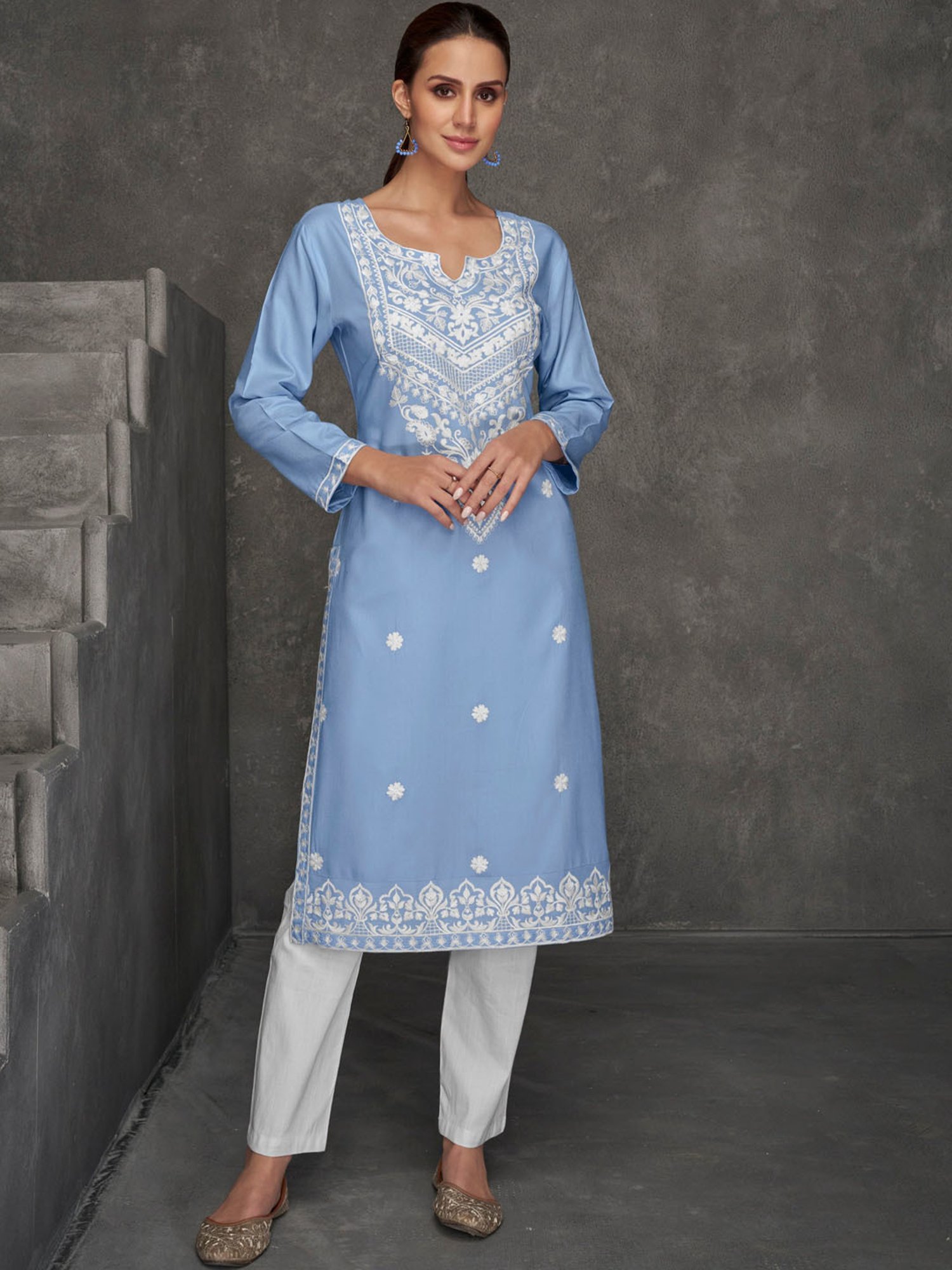 Autumnlane Isharya Sky Embroidery Kurta Pant Set