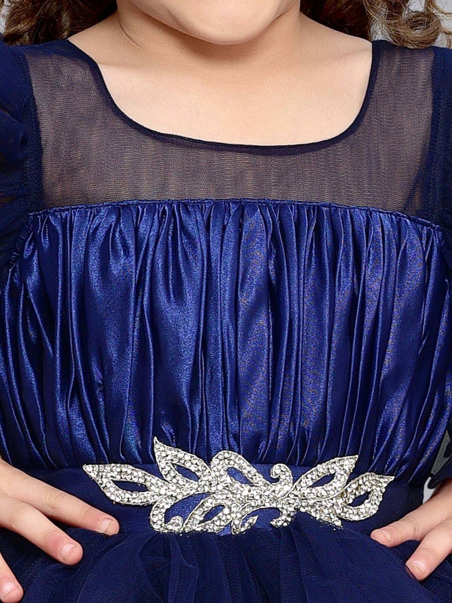 Pink Chick Kids Navy Solid Party Gowns