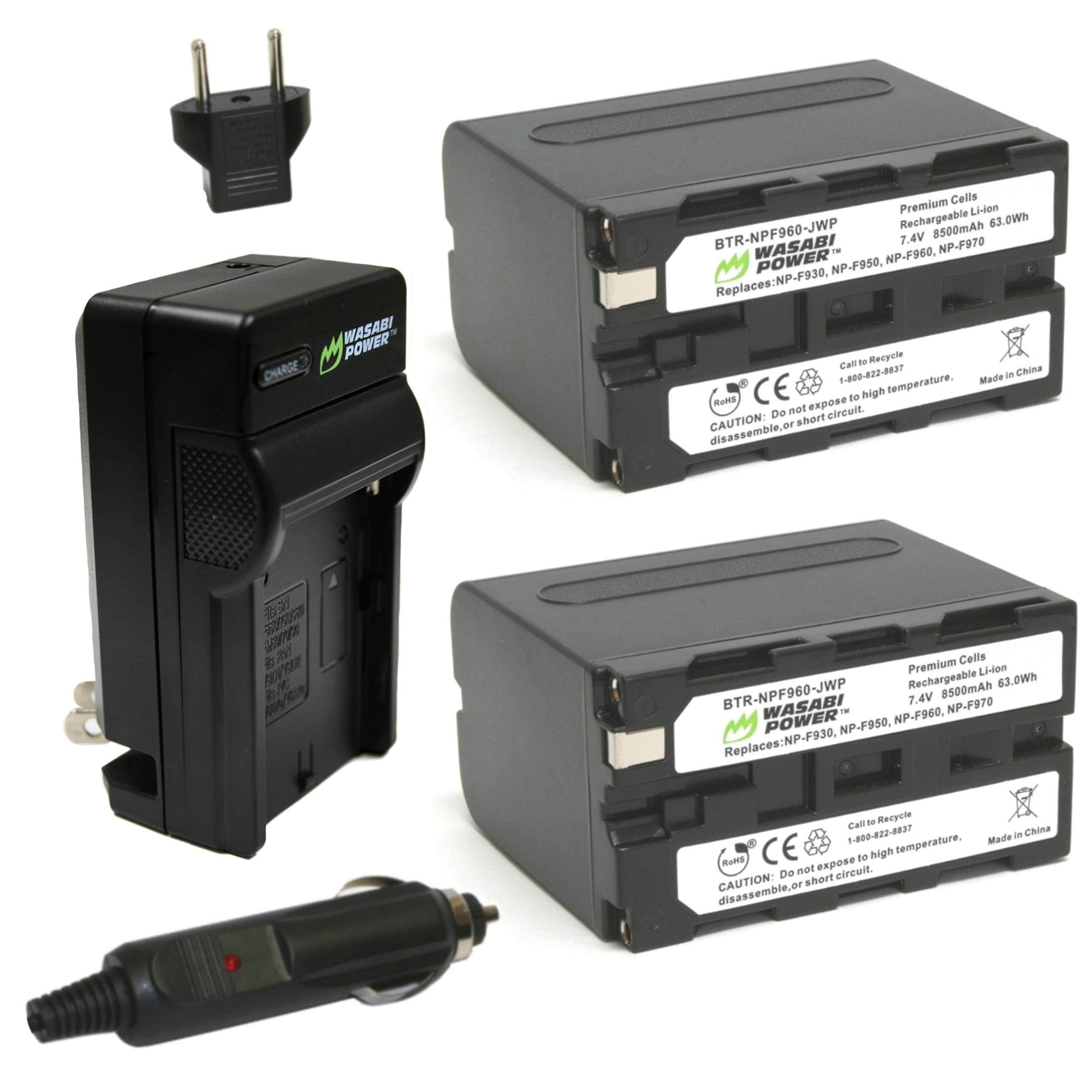 Wasabi Power Battery (2-Pack) and Charger for Sony NP-F975, NP-F970, NP-F960, NP-F950