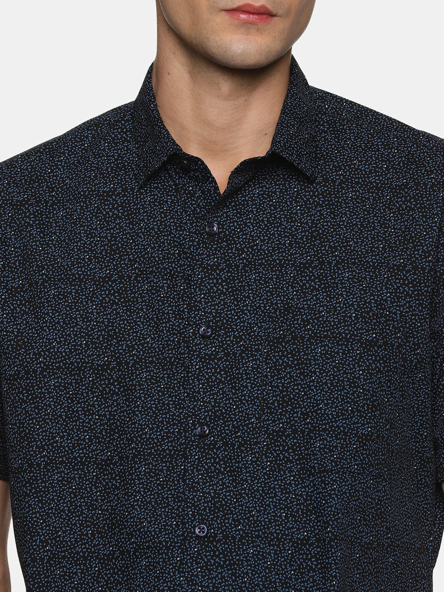 Don Vino Navy Regular Fit Printed Shirt