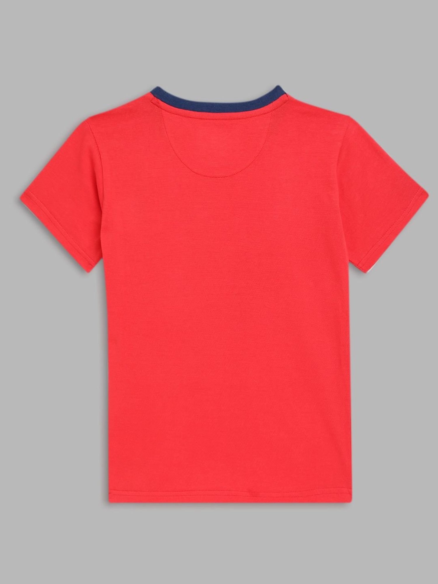 Blue Giraffe Kids Red Cotton Printed T-Shirt