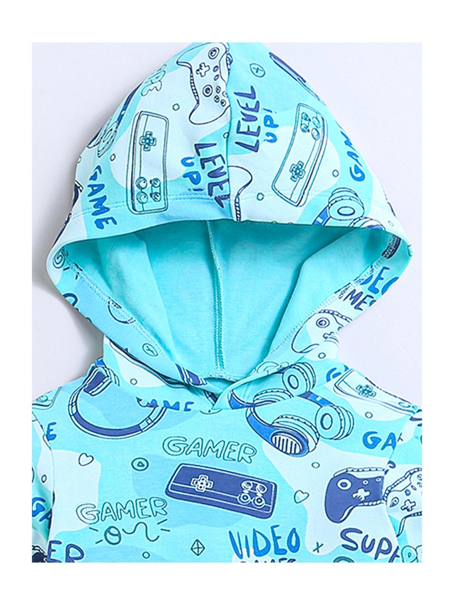 Nino Bambino Kids Blue Printed Full Sleeves T-Shirt with Pants