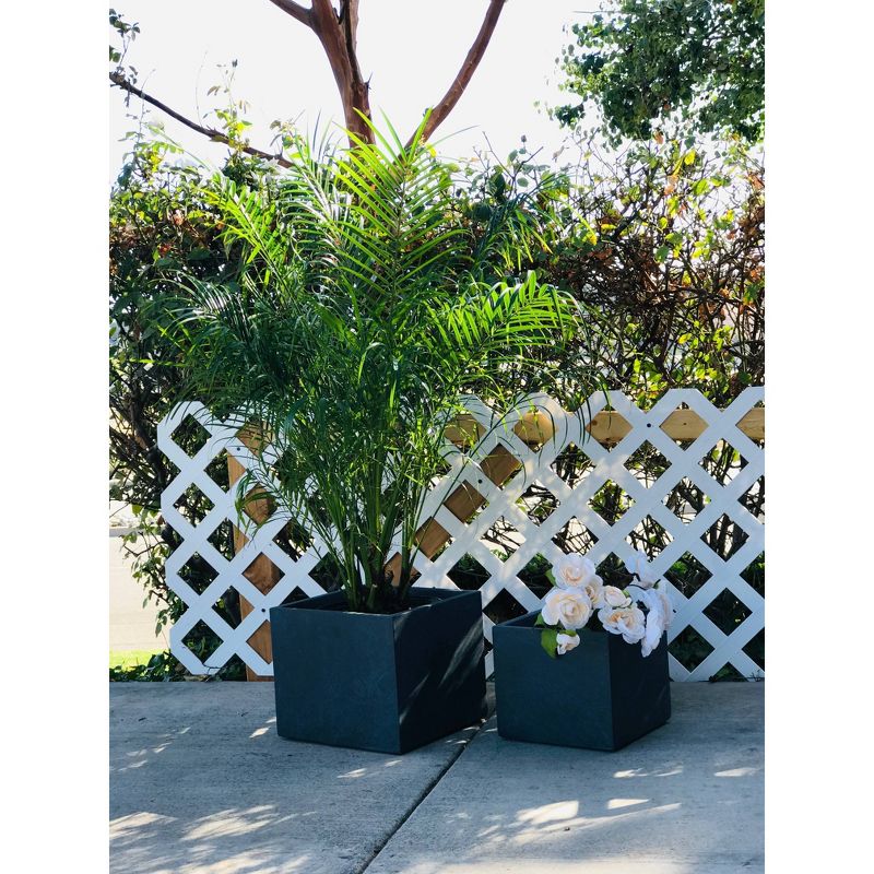 Set of 2 Kante Lightweight Modern Outdoor Concrete Square Planter Graphite Black - Rosemead Home & Garden, Inc.