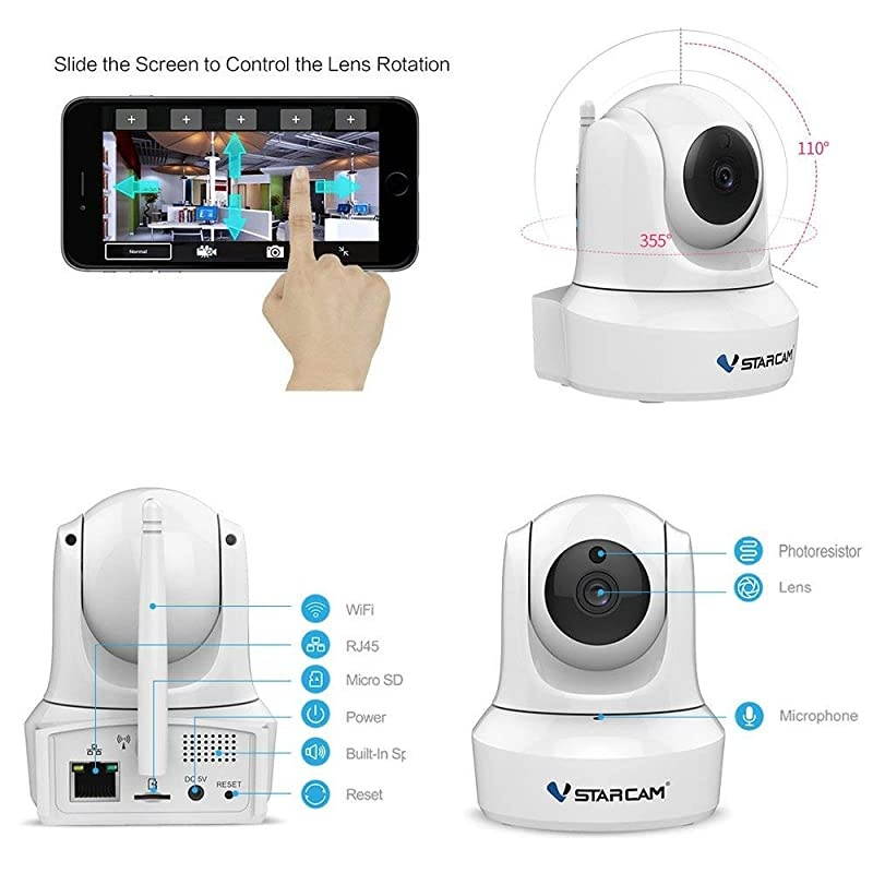 1080P WiFi IP Camera, Pan/Tilt/Zoom HD Wireless Indoor Camera with Night Vision, 2.4GHz Remote Monitor for Baby/Pet/Home Security (White)