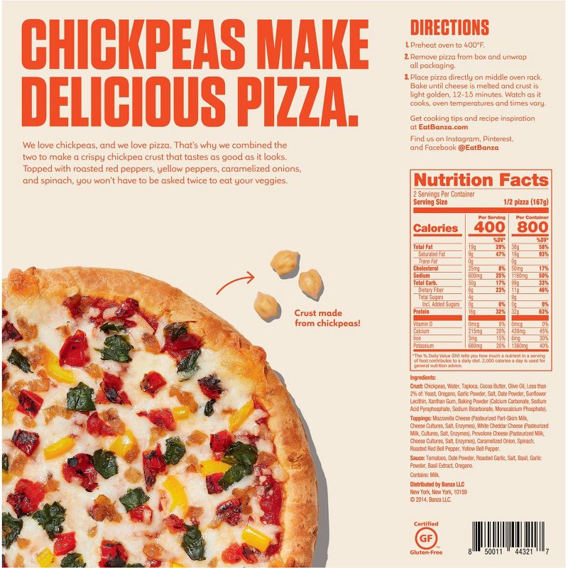 Banza Chickpea Crust Veggie Frozen Pizza - 11.7oz