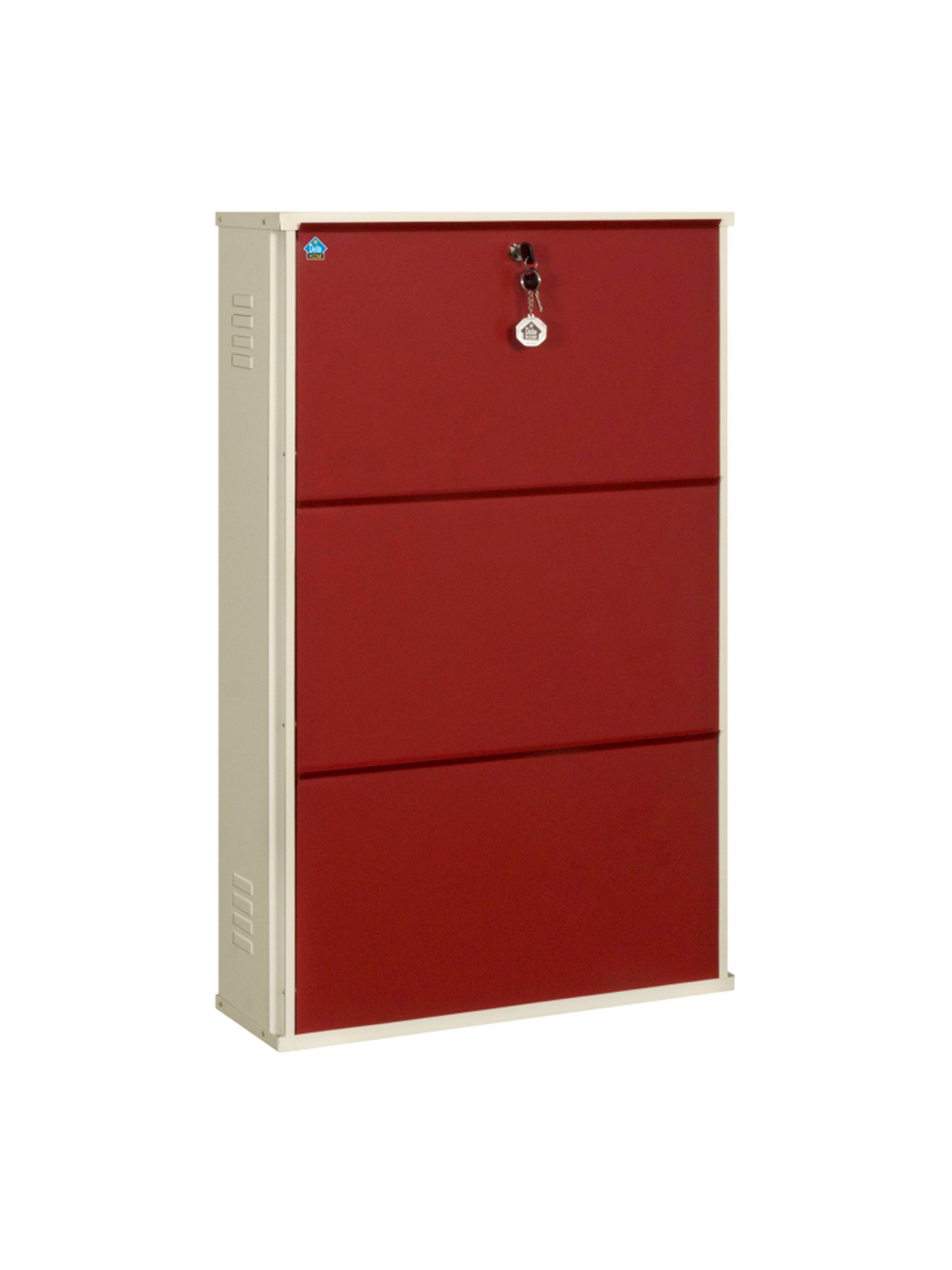 Delite Kom Metal Shoe Rack - 24" 6 Shelf, Double Decker, Ivory BrickRed, PowderCoat, Wall Mount, DIY