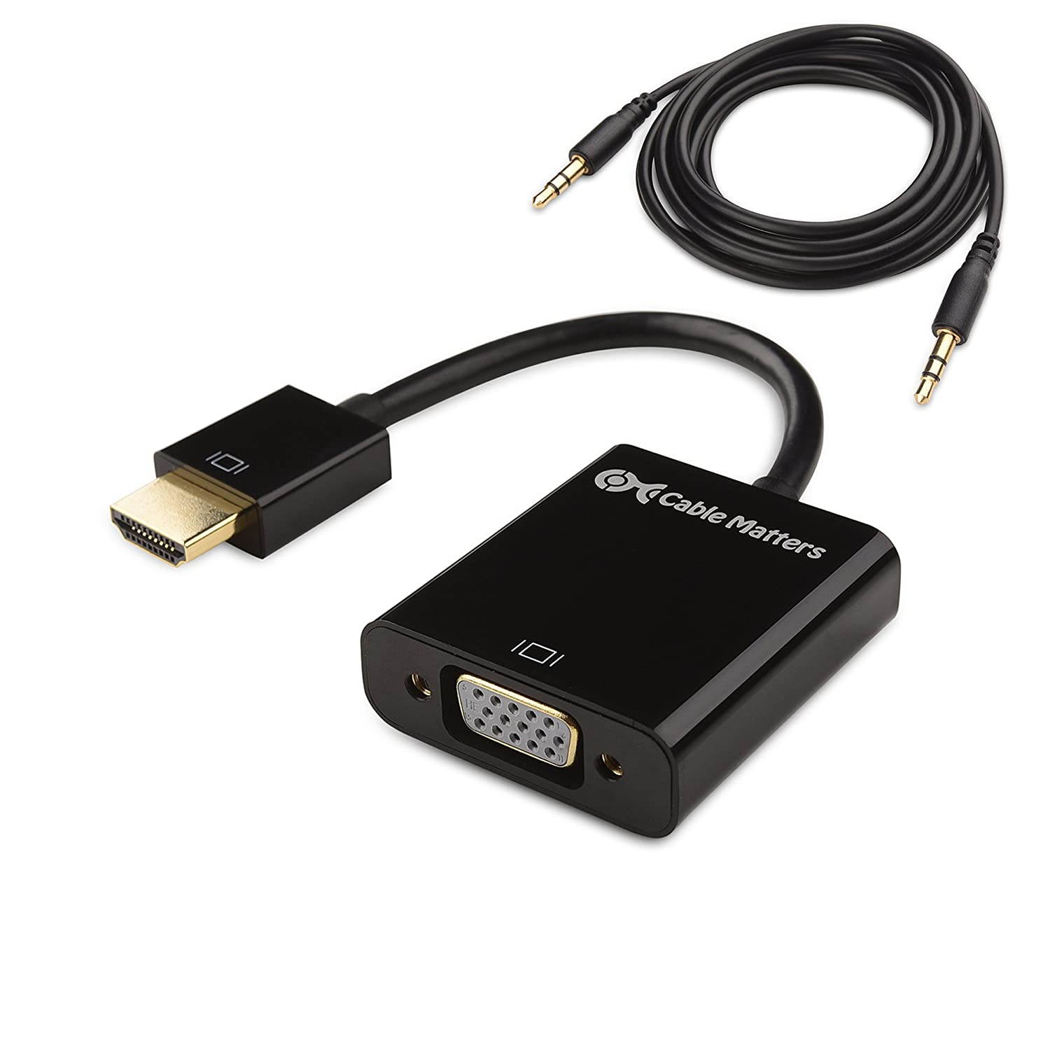 Cable Matters HDMI to VGA Adapter with 3.5mm Aux Audio Port (HDMI to VGA Converter) in Black