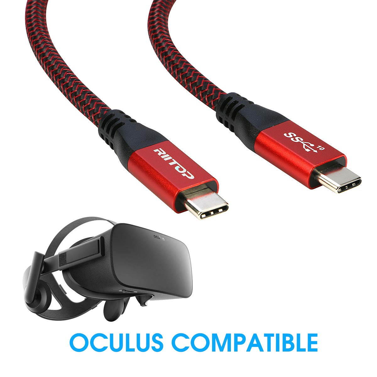 USB C to C Cable 100W [5FT, 20Gbps], RIITOP USB 3.2 Type-C Gen 2x2 Cable with E-Marker (Thunderbolt 3 Compatible) Support PD Fast Charge / 4K Video Braided Cord for MacBook Pro, USB-C Monitor, SSD