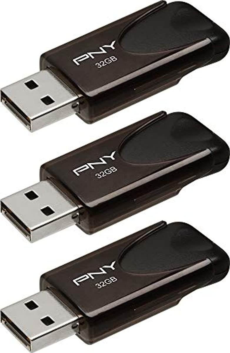PNY Attache USB 2.0 Flash Drives, 32GB 3-Pack, Black (P-FD32GX3ATT4-GE)