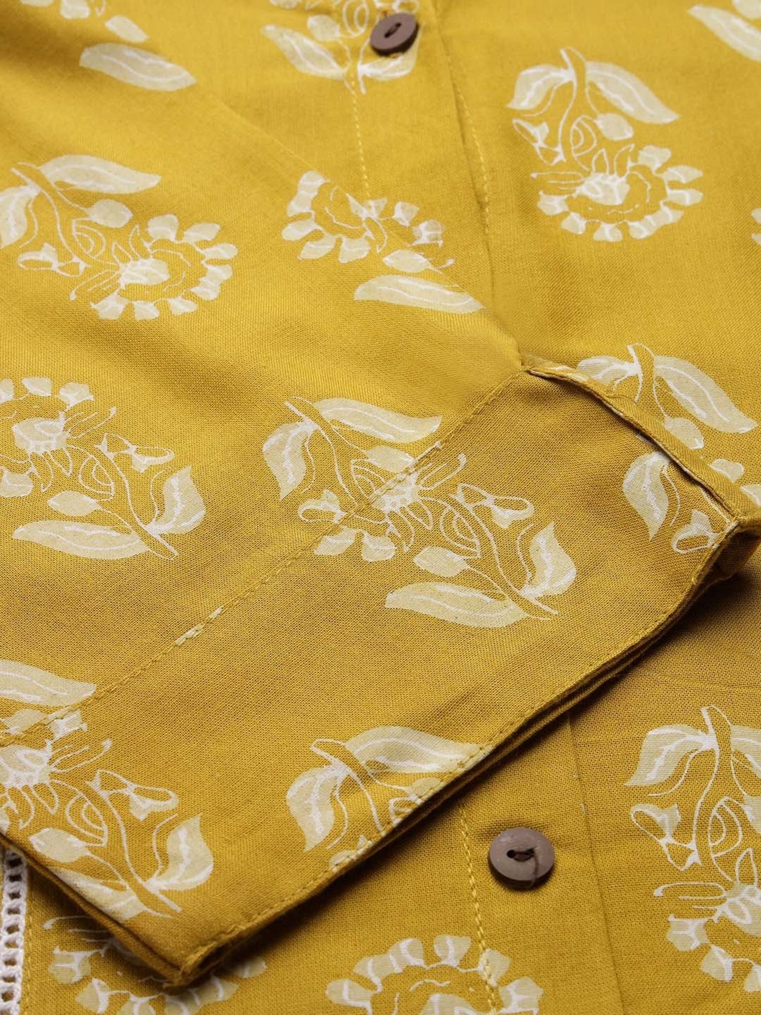 Stylum Lime Green Floral Print A-Line Kurta