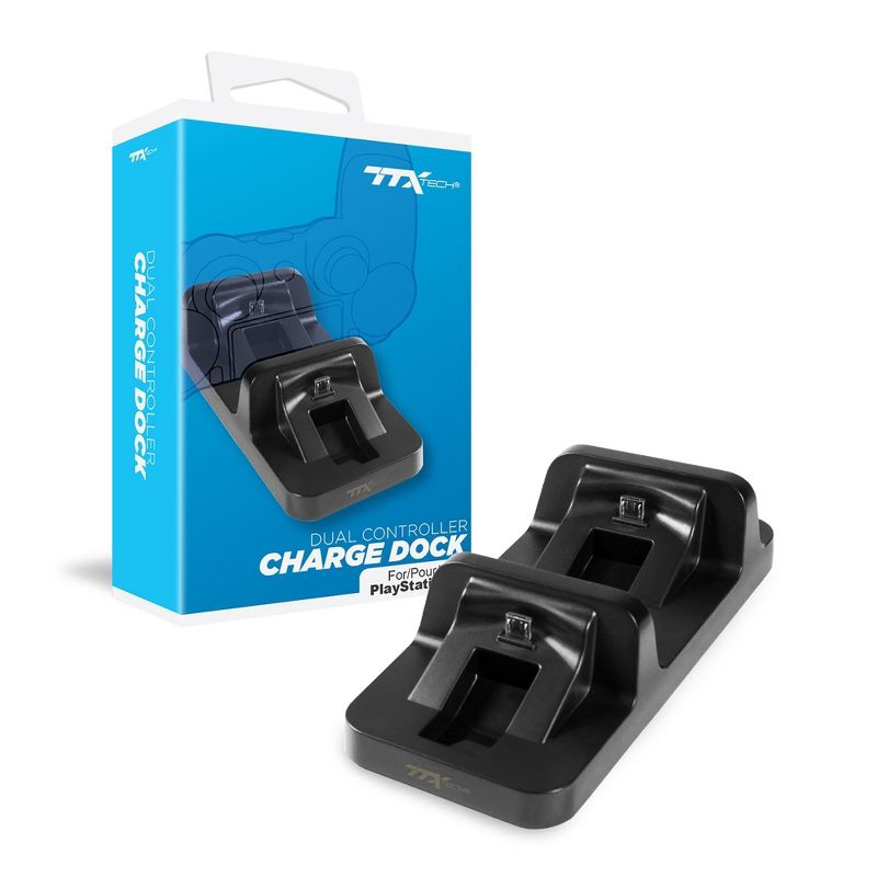 TTX Tech PS4 Controller Chager Dual Charge Dock Charging Station Compatible with Playstation 4 Controller