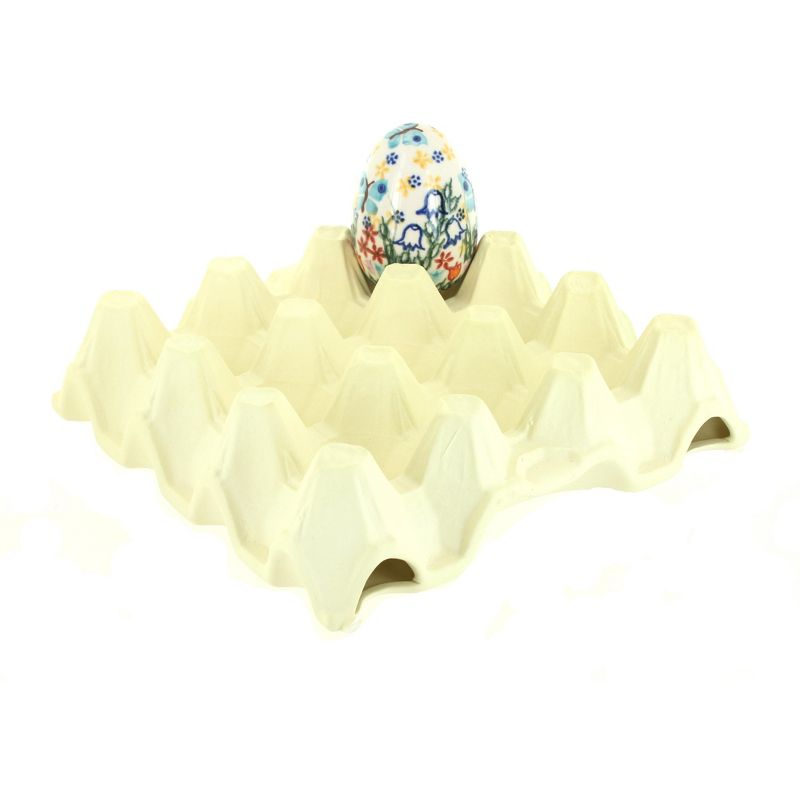 Blue Rose Polish Pottery Yellow Egg Carton