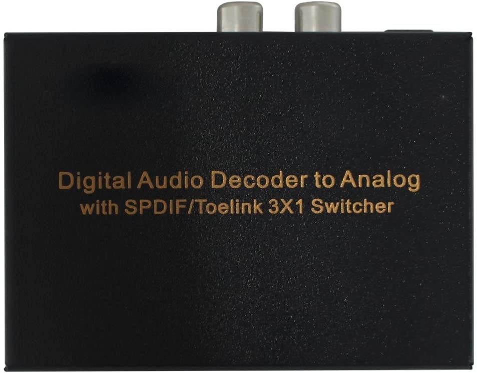 Digital to Analog Audio Decoder Converter with SPDIF/Toslink 3X1 Switch Support 5.1 Channel Audio SPDIF+L/R Headphones Audio