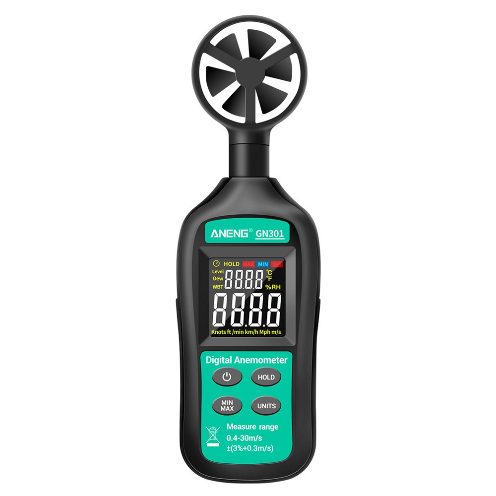 Digital Anemometer 0-30m/s Wind Speed Meter -10 ~ 45C Temperature Tester Anemometro with LCD Backlight Display Wind Speed Tester