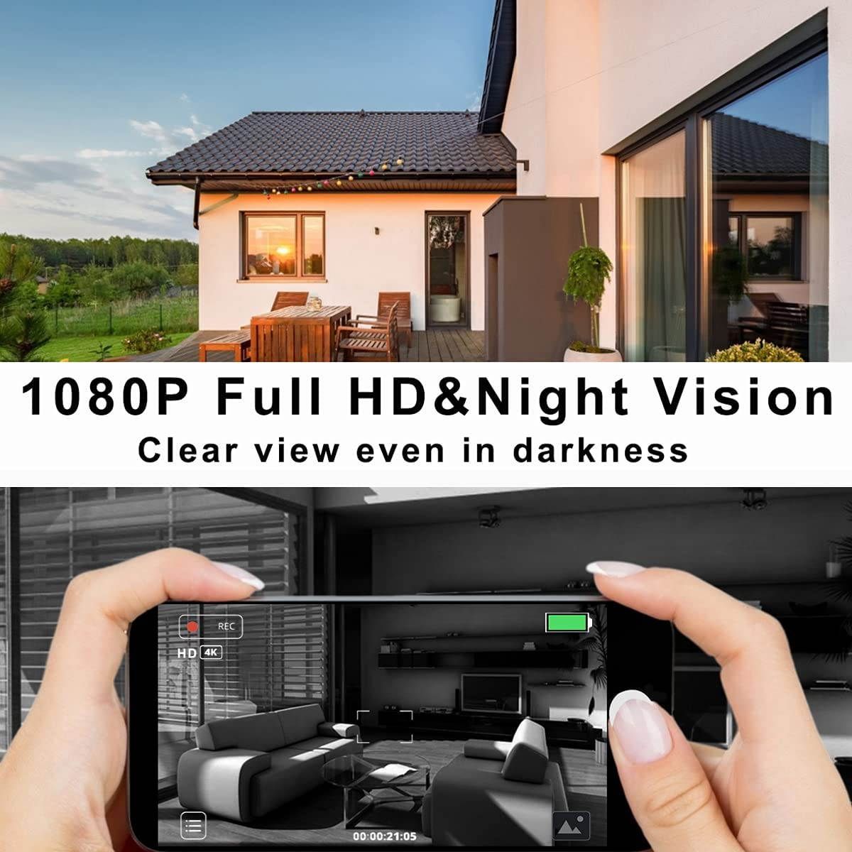 HOMEMAXS Security Video Doorbell, 1080P HD Video, WiFi Wireless Camera, 2 Way Audio with Night Vision, Motion Activated Alerts, Smart Door Intercom Security Camera Bell -Black